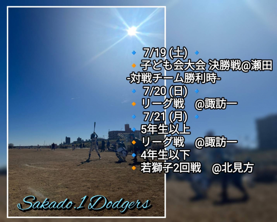 今週の活動予定！！