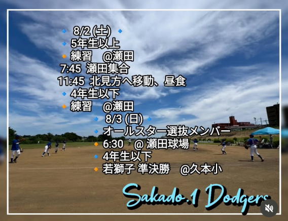 今週の活動予定！！